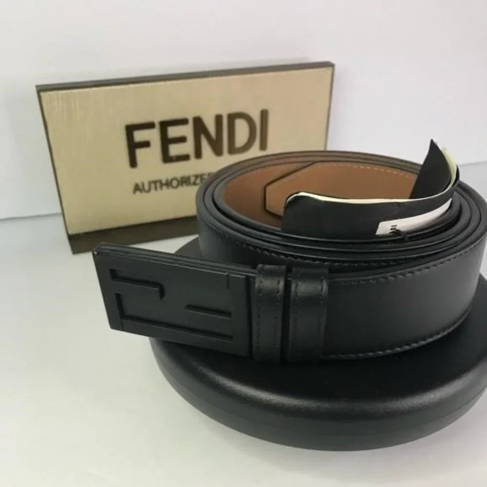 💯 - New Authentic Fendi Baguette FF Logo Buckle Leather Belt